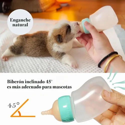 Vista 3 de Doggiema Botella de alimentación en ángulo para cachorros, pezón