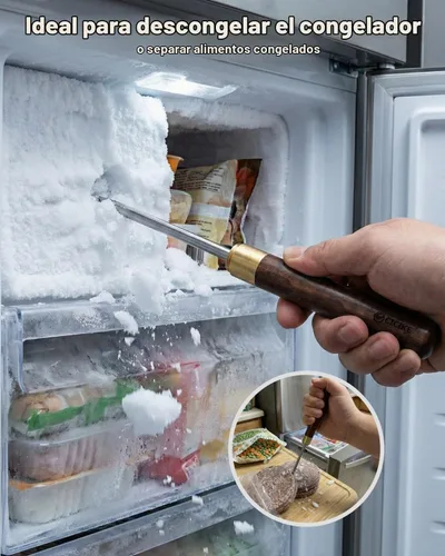 Vista 5 de Pico de hielo de acero inoxidable con cubierta de seguridad, herramienta para romper hielo, mango de madera antideslizante para fácil de agarrar, 9