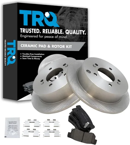 Vista 138 de TRQ Juego de pastillas de freno y rotor de cerámica trasera compatible con Honda Accord V6 1998-02 3.0L con frenos de disco traseros 02-06 Acura RSX