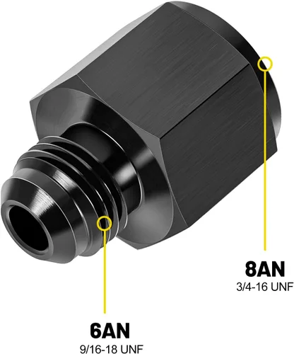 Vista 2 de 8 AN hembra -6 AN macho Adaptador reductor de montaje de tabique hermético de llamarada 8AN a 6AN