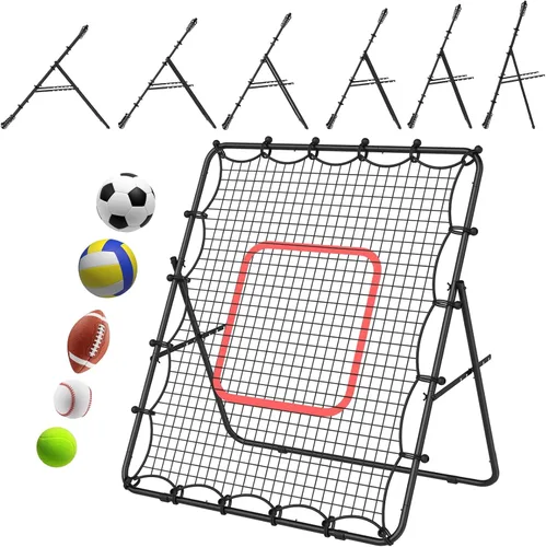 Vista 11 de LIANTRAL Red de rebote de béisbol, entrenador de rebote ajustable para fútbol, voleibol, sóftbol y lacrosse, rebote plegable portátil para práctica
