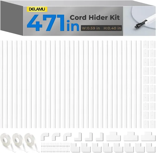 Vista 13 de Delamu Ocultador de cables, cubiertas de cable de 315 pulgadas para cables en la pared, ocultadores de cable de un cable, cubiertas de alambre