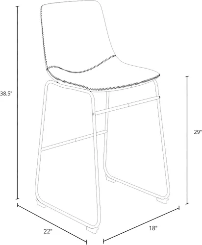 Vista 2 de Inmod Kiersten Taburete de bar, juego de 2, taburetes de bar negros de mediados de siglo con respaldo, silla de bar con respaldo, taburete de cuero