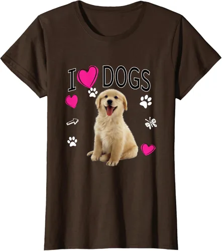 Vista 17 de Camiseta I Love Dogs - Camiseta Golden Labrador retriever, Azul Negro