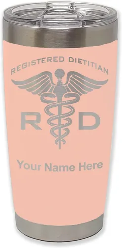 Vista 24 de LaserGram Vaso aislado al vacío de 20 onzas, dietista registrado RD, grabado personalizado incluido (negro)