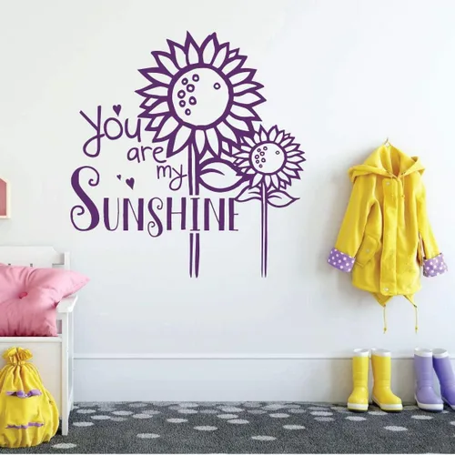 Vista 6 de Sunflower Wall Decal You are My Sunshine Song Lyrics Quote Flower, Nature Themed Vinyl Decor for Child Bedroom, Playroom, Preschool, Classroom