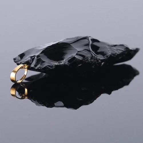 Vista 6 de Tebapi Collar con colgante de obsidiana negra natural para hombres y mujeres, con forma de punta de flecha, dije de piedra de cuarzo con punta