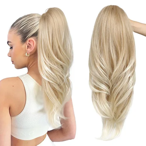 Vista 32 de SEIKEA Extensión versátil de cola de caballo con cordón, 18 pulgadas de largo, ondulado, con clip de varias capas, extensiones de cabello de cola