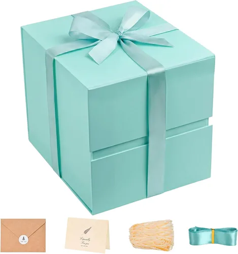 Vista 21 de LIFELUM Square Gift Box with Magnetic Lid, Card, Sticker, Ribbon, Shredded Paper Filler for Business, Wedding, Birthdays