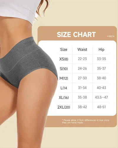 Vista 6 de PULIOU Ropa interior para mujer, paquete de 3, ropa interior elástica de algodón de cintura alta para mujer hipster posparto
