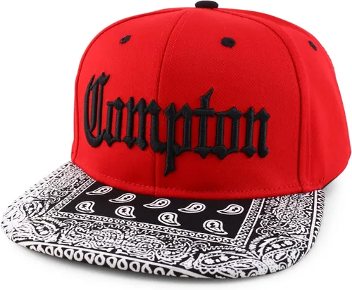 Vista 6 de Trendy Apparel Shop Gorra de béisbol extragrande XXL Old English Compton bordada Flatbill Snapback Negro