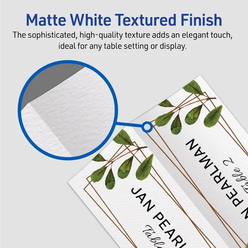 Vista 4 de Avery – Tarjetas de lugar con relieve, color blanco. 1,43 x 3,75 pulgadas., Blanco
