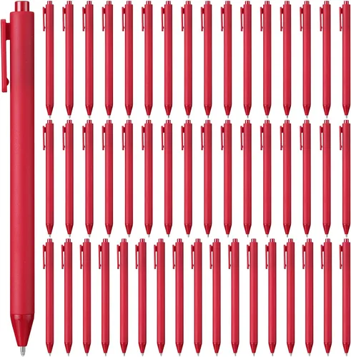 Vista 10 de 50 bolígrafos retráctiles a granel de 0.039 in, punta media, tinta negra, lindos bolígrafos de escritura suave, suministros escolares