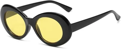 Vista 18 de Gafas de sol redondas ovaladas blancas gruesas y atrevidas gafas ovaladas Mod Retro Vintage Kurt Cobain inspiradas lentes de sol Paquete de 2 blanco2