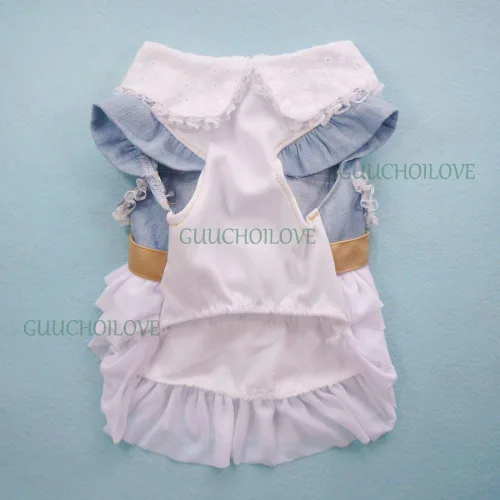 Vista 5 de Vestido de denim para perro de hadas para ropa para perro, encantador vestido y playera para perro, XL