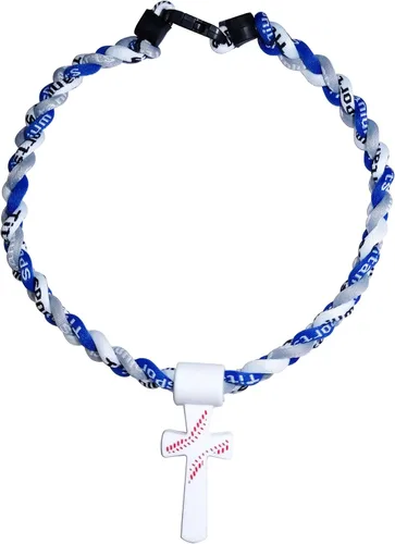 Vista 10 de Collar de cuerda de béisbol con cruz de silicona