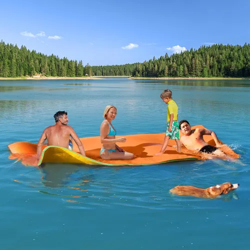 Vista 6 de CTSC Alfombra flotante – Alfombra flotante Lily Pad – 12 x 5 pies alfombra de agua flotante para lago, espuma XPE resistente a desgarros de alta