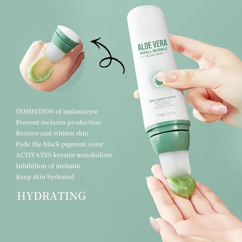 Vista 7 de Mascarilla facial de gel de aloe vera con burbujas para mujeres, mascarillas hidratantes y nutritivas para el cuidado de la piel, calmante