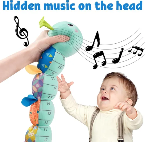 Vista 2 de LIGHTDESIRE Juguetes musicales para bebés de oruga, juguete de animal de peluche para bebé con crujido y sonajeros, juguetes sensoriales suaves