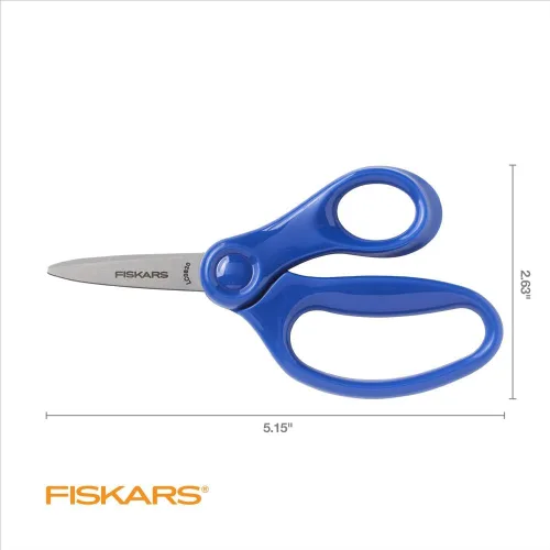 Vista 2 de Fiskars Tijeras de punta puntiaguda de 5 pulgadas para niños de 4 a 7 años - Tijeras para la escuela o manualidades - Suministros de regreso a