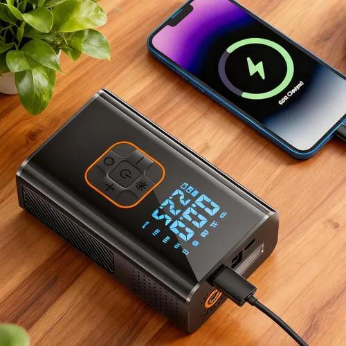 Vista 2 de Bomba de aire para neumáticos de automóvil, recargable e inalámbrica de 150 PSI, compresor de aire con pantalla digital para auto, camión, SUV