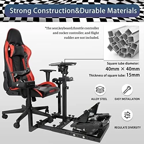 Vista 3 de Gazzyt Flight Racing Simulator Stand with Multiple Shift Panels Fit for Logitech G29 G920 G923,Thrustmaster X52 X56,Fanatec,Hotas Warthog,racing