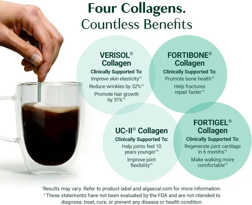 Vista 4 de ALGAECAL Paquete de vitamina D3 y colágeno: colágeno hidrolizado completo con verisol, fortibone y fortigel clínicamente apoyado, además de vitamina