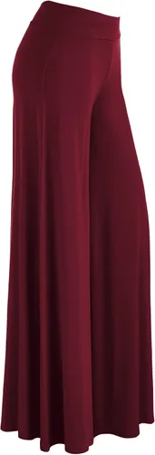 Vista 16 de Made By Johnny Pantalones palazzo elásticos de pierna ancha para mujer, lisos, casuales, cómodos