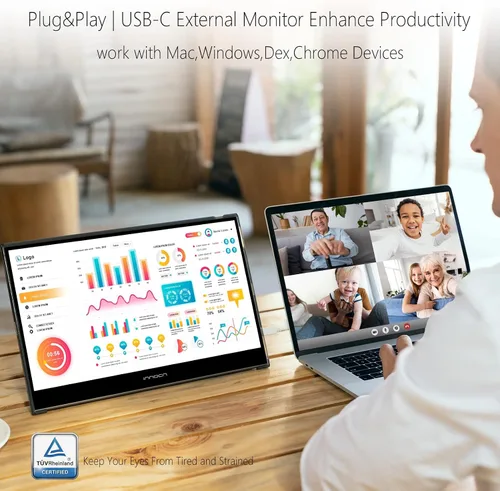 Vista 5 de INNOCN Monitor portátil OLED de 15.6 "Full HD 1080P 100% DCI-P3 1MS 100000:1 USB Computadora Mini HDMI Monitor de viaje Edición de vídeo fotográfico