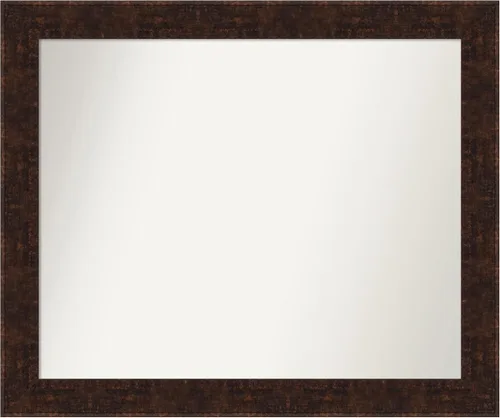 Vista 151 de Amanti Art Espejo de baño de bronce para sobre fregadero, 24 x 24 pulgadas, espejo de tocador cuadrado estrecho de bronce Manhattan, marco de madera