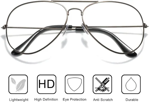 Vista 4 de AISSWZBER Lentes de aviador transparentes con marco de metal clásico prémium