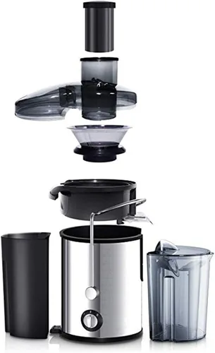 Vista 9 de Exprimidor de 800 W, extractor eléctrico automático de boca grande de acero inoxidable, sin residuos de fibra de orujo, fácil de desmontar