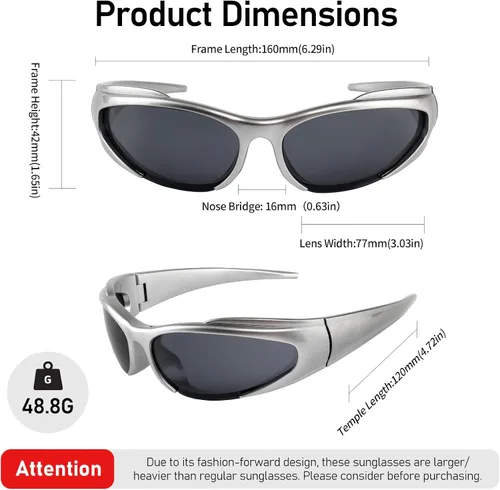 Vista 4 de KENBO Y2K - Gafas de sol futuristas envolventes para hombres y mujeres, ovaladas, modernas, deportivas, grandes