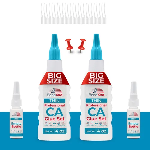 Vista 17 de Pegamento CA mediano de 2 onzas para carpintería, kit de superpegamento premium para torneado de madera con botellas adicionales, tapas