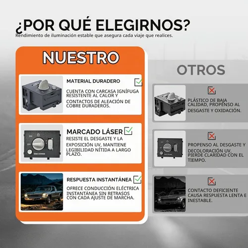 Vista 8 de Interruptor de control de atenuación de los faros, interruptor de lámpara de cúpula compatible con Chevy GMC C1500 C2500 C3500 K1500 K2500 K3500
