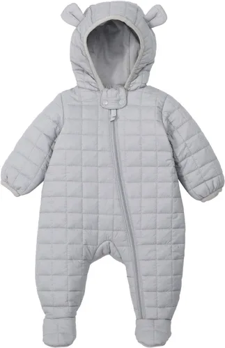 Vista 7 de DDY Traje de nieve para bebé niña niño de 0 a 3 meses, chaqueta de plumón con capucha, mameluco para bebé, mameluco para invierno, color gris