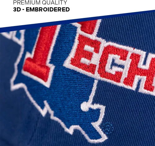 Vista 4 de Desert Cactus Louisiana Tech University Gorra de béisbol Bulldogs LA Brimmed Gorra bordada con correa de tela ajustable para adultos (estilo B) azul