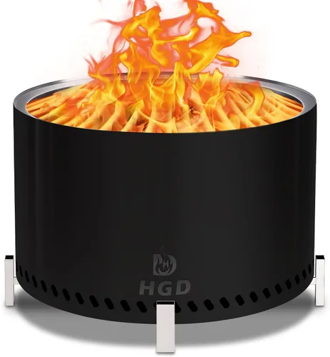 Vista 11 de HGD - Hoguera sin humo de 19.5 pulgadas con deflector de calor, fogata de leña de acero inoxidable para reuniones de amigos y familiares, estufa