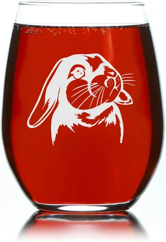 Vista 4 de C M Copa de vino sin tallo de conejo, 17 onzas, 1 pieza, regalo temático de conejo para hombres y mujeres (estilo B1)