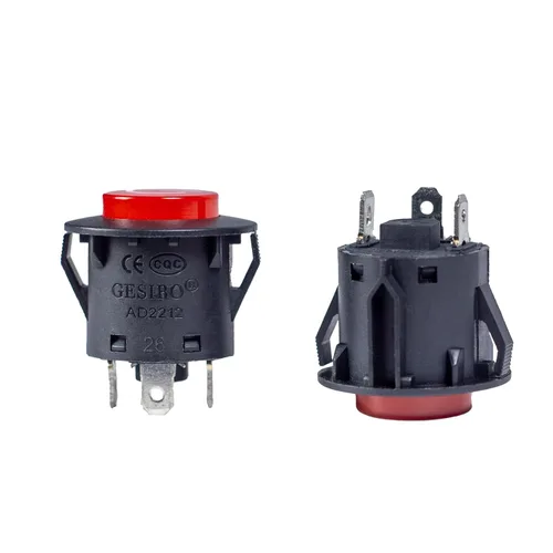 Vista 4 de 2 interruptores de 3 pines para automóviles eléctricos para niños, pulsador, manual, color rojo