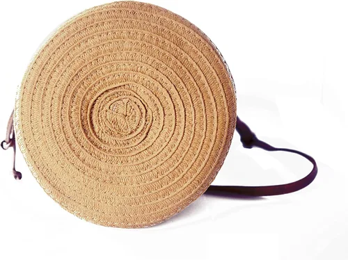 Vista 6 de Bolso de mano de ratán vintage natural elegante informal para playa playa mar cesta de paja