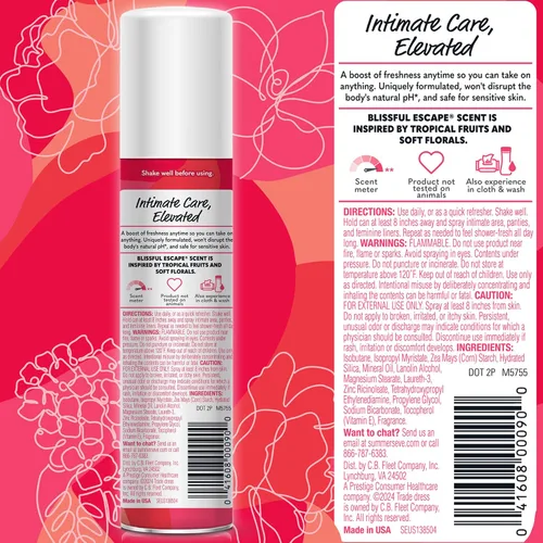 Vista 8 de Summer's Eve Spray femenino refrescante diario, Blissful Escape, 2 onzas Spray corporal diario sin talco para mujeres, cuidado femenino que
