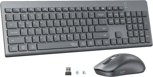 Vista 8 de MEETION Nuevo teclado y ratón inalámbrico, combo de teclado y ratón para computadora, ratón de 3 DPI ajustable, teclado inalámbrico de tamaño Negro