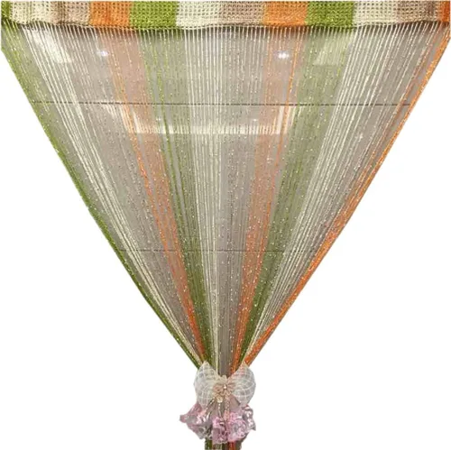 Vista 2 de Cortina decorativa separadora de ambientes, diseño de cadenas con flecos de cristal, 78.7 x 39.3 pulgadas, de Eve Split