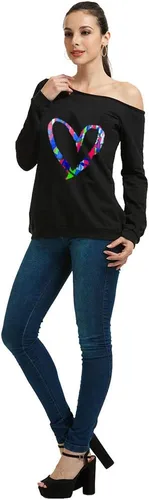 Vista 5 de Magicmk - Sudadera de hombro descubierto y mangas largas, con estampado de labios de mujer, en talla extragrande, para mujer