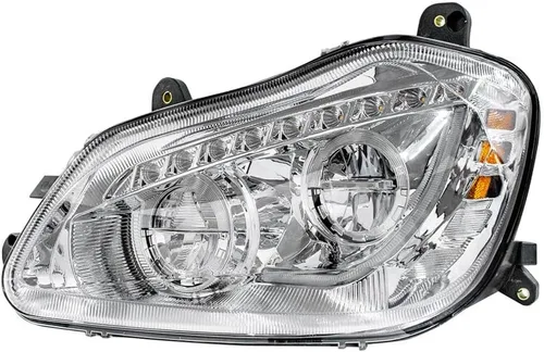 Vista 2 de Faros LED cromados para Kenworth T680 2013-21 conductor y pasajero