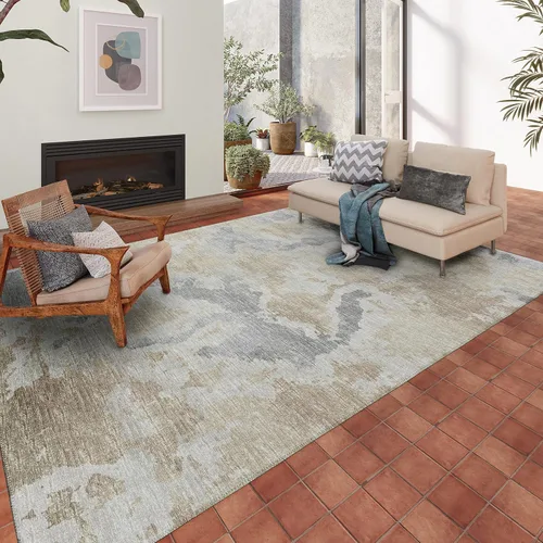Vista 2 de Addison Rugs Alfombra Accord AAC32 beige lavable para interiores y exteriores, 1'8" x 2'6