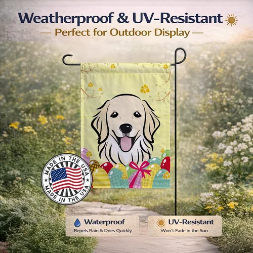 Vista 574 de Caroline's Treasures BB1923GF Bandera decorativa para jardín con diseño de Border Collie, para caza de huevos de Pascua, para jardín, jardín, patio