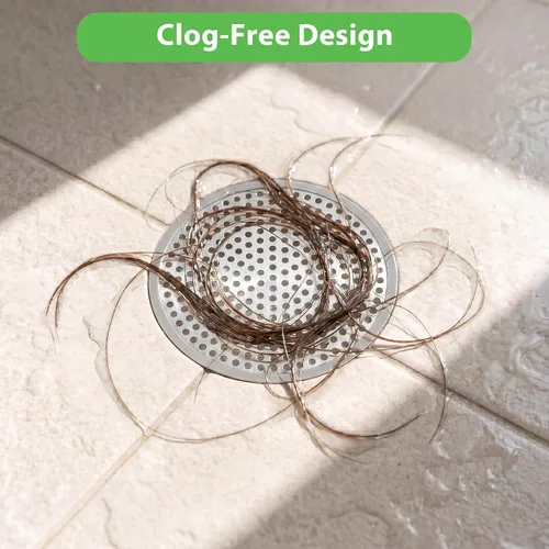 Vista 6 de Flat Shower Drain Hair Catcher 4.71" Round Hair Strainer for Shower Drain