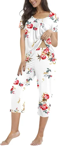 Vista 2 de POPYOUNG Women's Summer Casual 2 Piece Pajama Sets, Lounge Sleepwear Ladies Pjs Sets with Pockets